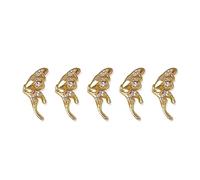 Lot de 5 bijoux pour ongles 3D de luxe en zircon - Cristaux brillants - Pierres précieuses - Pour décoration d'ongles - Bagues et boucles d'oreilles