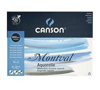 Lot de 5 Bloc 12 feuilles Montval® (collées 1 côté) 36x48 300g/m², grain fin blanc naturel