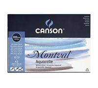 Lot de 5 Bloc 12 feuilles Montval® (collées 1 côté) A3 300g/m², grain fin blanc naturel