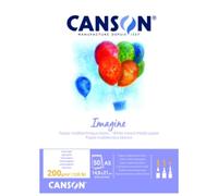 Lot de 5 Bloc 50 feuilles Imagine A5 200g/m², grain léger blanc pur