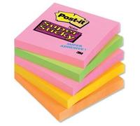 Lot De 5 Blocs Assortis Super Sticky 7,6 X 7,6 Cm 90 Feuilles Couleurs Néon 654s-N
