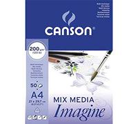 Lot de 5 blocs de 50 feuilles de papier dessin IMAGINE 200g A4 blanc