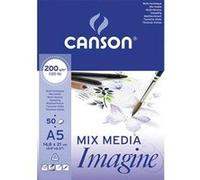 Lot de 5 blocs de 50 feuilles de papier dessin IMAGINE 200g A5 blanc G