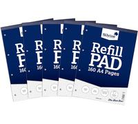 Lot De 5 Blocs De Recharge A4 De 160 Pages, Reliés Et Perforés À 4 Trous, Blanc, Ligné 5 Mm[Z212]