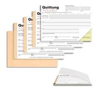 Lot de 5 blocs de reçus pour petits entrepreneurs - Format A6 - Format paysage - 2 x 40 feuilles - Blocs de reçus numérotés et micro-perforés - Autocopiant - Blanc