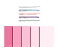Lot de 5 blocs-notes à couverture souple comprenant 5 stylos rétractables, 30 feuilles de papier ligné large pour prendre des notes, carnet de notes avec stylos
