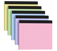 Lot de 5 blocs-notes grand format 11" x 9.5" paysage Rose Violet Bleu Vert Collège ligné pour notes, bloc-notes à règles étroites, 30 feuilles par bloc-notes, papier à écrire perforé, épais dos