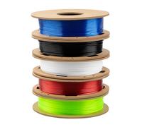 Lot de 5 bobines de filament TPU 1,75 mm pour imprimante 3D, 200 g, noir + blanc + rouge transparent + bleu transparent + vert transparent