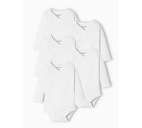 Lot de 5 bodies bébé manches longues ouverture naissance BASICS lot blanc 6M(67CM)
