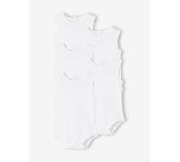 VERTBAUDET Lot de 5 bodies débardeur bébé en interlock BASICS lot blanc 12M(74CM)