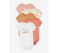 Lot de 5 bodies emmanchure US bébé en coton biologique vieux rose 1M(54CM)