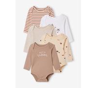 Lot de 5 bodies manches longues bébé emmanchure US cappuccino 3M(60CM)