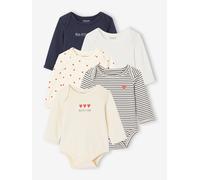 VERTBAUDETLot de 5 bodies manches longues bébé emmanchure US en coton Biobleu nuit18M(81CM)