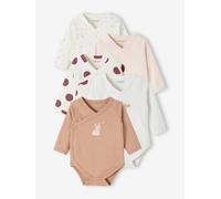 Lot de 5 bodies manches longues bébé ouverture naissance rose poudré 3M(60CM)