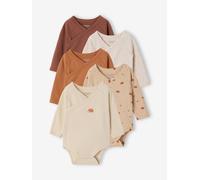 Lot de 5 bodies naissance manches longues beige chiné 3M(60CM)