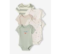 VERTBAUDET Lot de 5 bodies plage bébé emmanchure américaine vert d'eau 6M(67CM)
