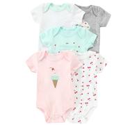 Lot de 5 Bodys pour Bébé, 100 Coton Combinaisons Infant Barboteuse Garçons Filles Manches Courtes Combinaison de Nuit Nouveau-né Une Pièce Pyjama Grenouillère Vêtements 6-9 Mois