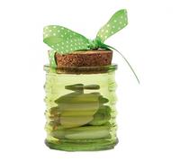 lot de 5 boite à dragées POT RAYURE vert en verre couvercle liège pour baptême mariage communion