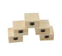 Lot de 5 boîtes à bijoux en bois 8 x 8 cm avec loquet robuste