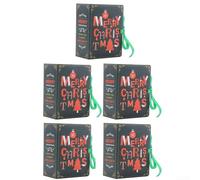 Lot de 5 boîtes à bonbons de Noël avec un design créatif en forme de livre, conçues pour un rangement élégant des friandises de vacances et des présentations d'occasions festives (vert anglais)