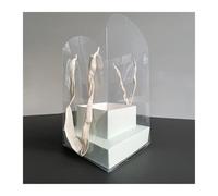 Lot de 5 boîtes à fleurs romantiques pliables et créatives, emballage bouquet, boîte cadeau transparente simple for fête mariage pour Douquet de Fleuriste(Light green)