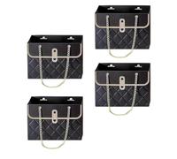 Lot de 5 boîtes à roses portables en papier cadeau robuste avec poignée for bouquets, bacs rangement for fleuristes, magasins fleurs, mariages et Saint-Valentin Pour Fleurs(Black)