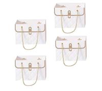 Lot de 5 boîtes à roses portables en papier cadeau robuste avec poignée for bouquets, bacs rangement for fleuristes, magasins fleurs, mariages et Saint-Valentin Pour Les Fleuristes(WHITE)