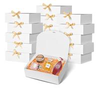 Lot de 5 boîtes avec couvercles, 26 x 20 x 7,8 cm, en papier kraft, boîtes cadeaux avec ruban, boîte de demande en demoiselle d'honneur pour mariage, emballage, cadeau, anniversaire, cupcake