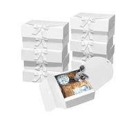 Lot de 5 boîtes avec couvercles, 26 x 20 x 7,8 cm, en papier kraft, boîtes cadeaux avec ruban, boîte de demande en demoiselle d'honneur pour mariage, emballage, cadeau, anniversaire, cupcake