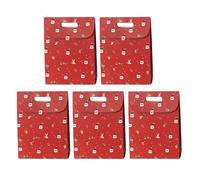 Lot de 5 boîtes cadeaux de Noël en papier avec poignée - Motif Père Noël, élan, flocon de neige