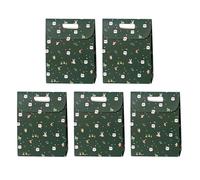 Lot de 5 boîtes cadeaux de Noël en papier avec poignée - Motif Père Noël, élan, flocon de neige - Pour bonbons, desserts, biscuits, fournitures de fête - Petit format