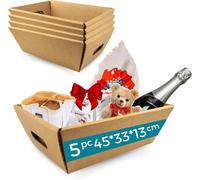 Lot de 5 Boîtes Cadeaux en Carton 45x33x13 cm sans Couvercle | Idéal pour Noël, Pâques et Occasions Festives