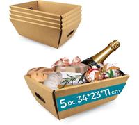 Lot de 5 Boîtes Cadeaux en Carton Rigide 34x23x11 cm sans Couvercle | Idéal pour Corbeilles Cadeaux et Présentations Personnalisées
