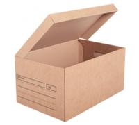 Lot de 5 Boîtes Carton avec Couvercle | 52x35x25CM | Archives - Stockage - | Poignées de Transport Optionnelle | 100% Recyclé | Caisse Imprimée Marquage | "Emballez Responsable" (avec poignée)
