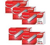 Agrafes - MAPED - 24/6 - Lot de 5 Boîtes - 1000 Agrafes par Boîte - Zinguées