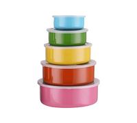 Lot de 5 boîtes de conservation alimentaire empilables en acier inoxydable de qualité alimentaire avec couvercle hermétique, boîtes à déjeuner rondes de qualité alimentaire pour aliments secs, fruits