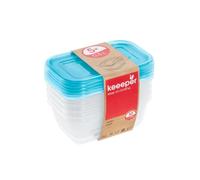 keeeper Lot de 5 Boîtes de Conservation, 5 x 0,5 l, 15,5 x 10,5 x 6 cm, Fredo Fresh, Bleu Transparent