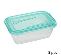 Lot de 5 boîtes de conservation Fresh & Freeze 0,5 L, turquoise, polyéthylène, L 15,5 x l 10,5 x H 11,5 cm