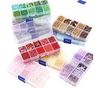 Lot de 5 boîtes de perles de rocaille en verre dépoli avec 10 compartiments pour perles de riz, paillettes, imitation perle (style 2)