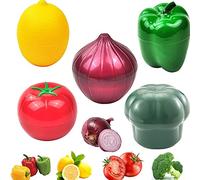 Lot de 5 boîtes de rangement réutilisables en silicone pour fruits et légumes - Pour poivre vert, oignon, tomate, citron et brocoli