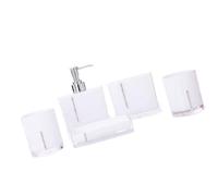 Lot de 5 boîtes de toilette contemporaines en acrylique pour salle de bain, distributeur de savon, porte-brosse à dents, gobelets, gobelets, lotions liquides, salle de bain