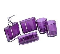 Lot de 5 boîtes de toilette contemporaines en acrylique pour salle de bain, distributeur de savon, porte-brosse à dents, gobelets, gobelets, lotions liquides, salle de bain