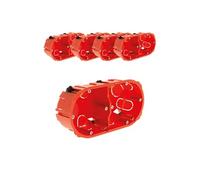 - Lot de 5 boîtes d'encastrement placo double entraxe 71mm - Rouge