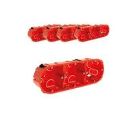 - Lot de 5 boîtes d'encastrement placo triple entraxe 71mm - Rouge