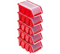 Lot de 5 boîtes empilables avec couvercle - 155 x 100 x 70 mm - Rouge