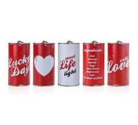 Lot de 5 boîtes en métal pour voiture de mariage Rouge avec impression blanche
