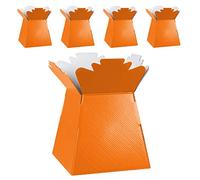 Lot de 5 boîtes pour bouquet de fleurs, emballage cadeau, vase - Support pour fleurs, bouquets, plantes, bonbons - Décoration pour mariage, anniversaire, arrangement floral - Orange