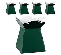 Lot de 5 boîtes pour bouquet de fleurs, emballage cadeau, vase - Support pour fleurs, bouquets, plantes, bonbons - Décoration pour mariage, anniversaire, arrangement floral - Vert foncé