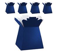 Lot de 5 boîtes pour bouquet de fleurs, emballage cadeau, vase - Support pour fleurs, bouquets, plantes, bonbons - Décoration pour mariage, anniversaire, arrangement floral - Bleu marine