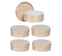 Lot de 5 Boîtes rondes en bois avec couvercle et intérieur recouvert de papier alimentaire : maison, cuisine, rangement, loisir créatif, DIY, personnalisable, alimentaire, boîte à camembert (12x5cm)